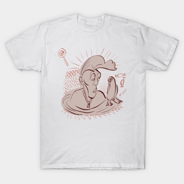 Person and pigeon Random stuff T-Shirt by myhovercraft